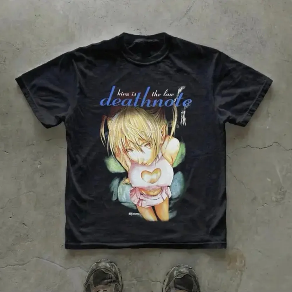 Anime Merchandise Men - เสื้อยืด Misa Is The Law, เสื้อยืดอนิเมะเดธโน้ต,