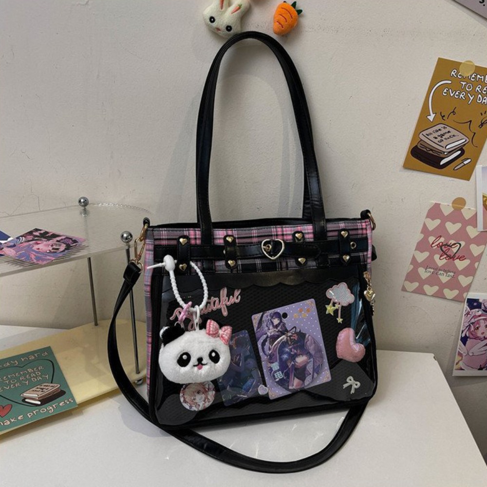 Anime Merchandise Women - กระเป๋าสะพายข้างลายการ์ตูนอนิเมะ Y2K แบบตาข่าย ความจุขนาดใหญ่ สำหรับจัดเก็บสินค้าไอดอลและป้ายตกแต่ง
