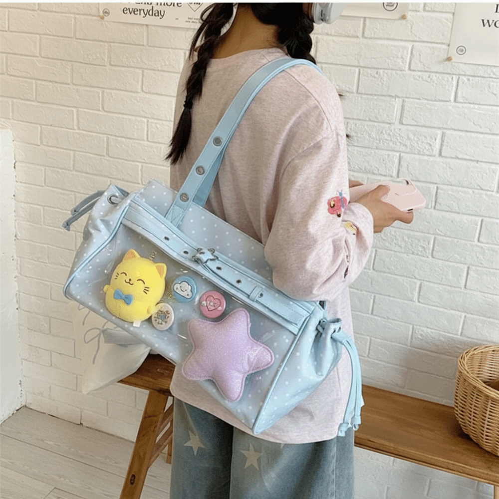 กระเป๋าสะพายไหล่ใส PVC ลายจุดฮ - Anime Merchandise Women บทวิจารณ์และราคา