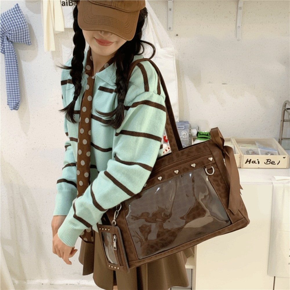กระเป๋าสะพายไหล่ใส PVC ลายโบว์ - Anime Merchandise Women บทวิจารณ์และราคา